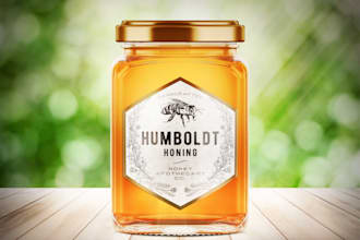 design a creative elegant golden honey label for your brand