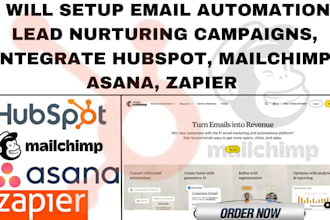 setup email automation lead nurturing integrate hubspot mailchimp asana zapier