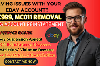 reinstate your ebay account, remove every mc, ebay listing