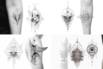 make quick geometric unique tattoo design for you
