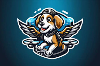 make awesome dog flying drone logo with unlimited revisions