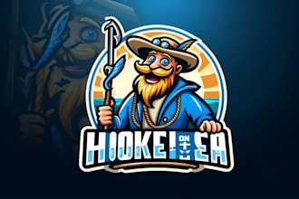 do unique hooked on the sea logo with a creative concept