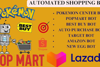 make auto purchase bot, pokemon bot, monitor bot, add to cart bot, checkout bot