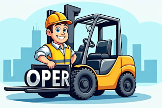 make awesome operator forklift logo with free source file