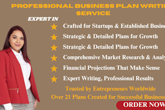 write a professional business plan for your startup or company