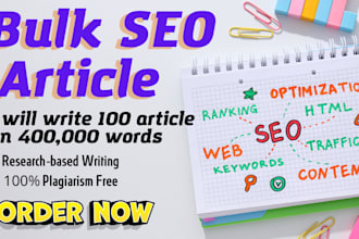 write 100 seo optimized, plagiarism free bulk articles