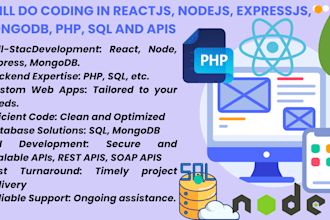 do code in reactjs, nodejs, expressjs, mongodb, PHP, sql and apis