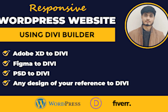 convert adobe xd, figma, PSD to divi wordpress divi website design