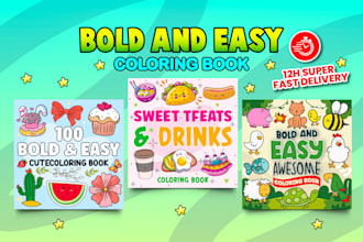 design a custom bold and easy coloring book cover for amazon KDP