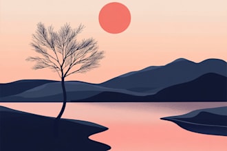 create minimalist landscape illustrations and posters
