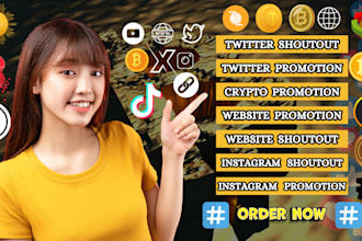 shoutout promote twitter website share link to 100m fb,ig,app,tiktok crypto user