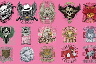 awesome trendy animal illustration and skull t shirt design
