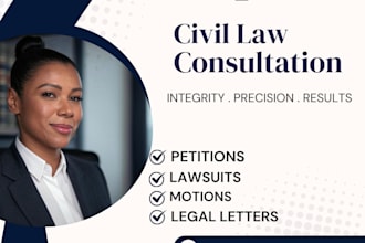 be your USA civil lawyer for lawsuit, complaint, motion, petitions, legal letter