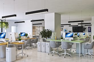 sketch 2d plan for 3d office, desk, receptionist, conference room,shops interior