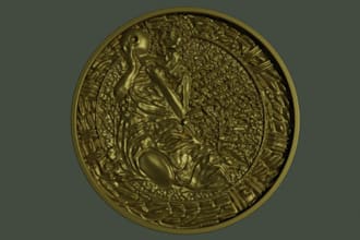 do printable coin model, 3d bas relief, cnc design, 3d wall art, 3d engraving