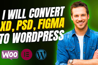 convert PSD , figma , xd to responsive wordpress website
