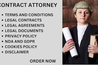 draft legal contracts, agreements, nda, mou,terms and conditions, privacy policy
