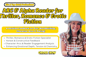 do arc or alpha reading for thriller, erotic fiction, romance for worldbuilding