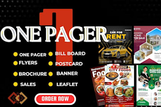 design one pager, business flyer, sales sheet, brochure, banner, billboard