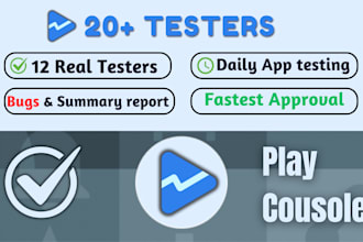 provide 12 testers or 20 testers for google play console closed testing