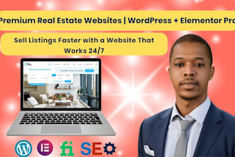 design a modern real estate landing page, website with property listings