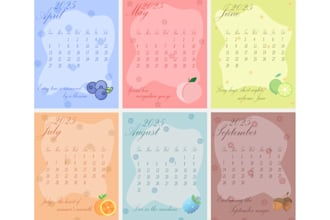 design aesthetic and colorful monthly calendar for 2025