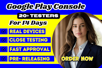 do real 12 or 20 testers for google play console closed testing android app play