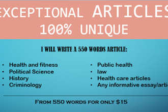 write health and fitness, criminology, and history articles