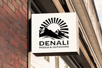 make denali pools and outdoors wrap work trucks logo design