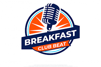 make super breakfast club beat hosts podcast logo design