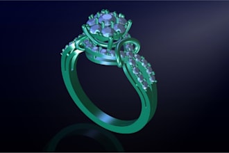 create 3d jewelry design for 3d printing, retouching and rendering, cad modeling