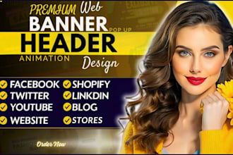 do stylish web banner, header, social media post and website cover