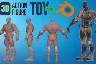 design custom 3d action figure, toy, and articulated model stl for 3d printing
