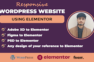 convert adobe xd, PSD, figma to elementor wordpress website
