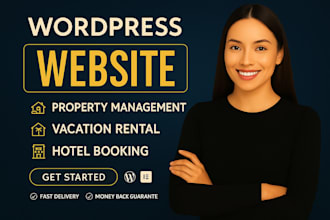 create property management website, vacation rental website, hotel booking