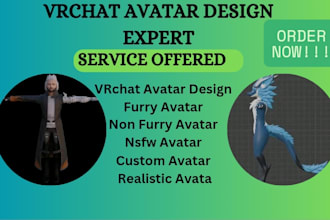 create costume vrchat avatar,furry avatar,non furry avatar,vrc avis, nsfw avi
