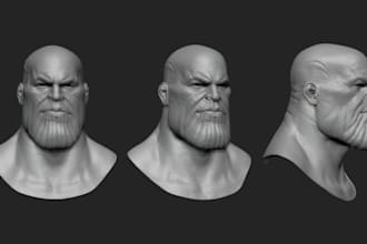 sculpt realistic 3d head, 3d bust, 3d face, 3d full body model, 3d printing
