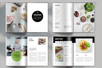 design modern cookbook or recipe book layout and formatting