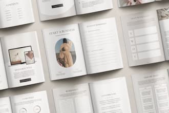 design ebook journal, printable planner, diary template, mockup design on canva