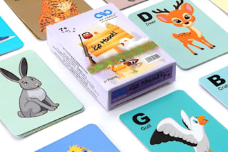 design card game, card box mockup, board game, rule book or guide book design