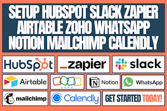 setup hubspot slack zapier airtable zoho whatsapp notion mailchimp calendly crm