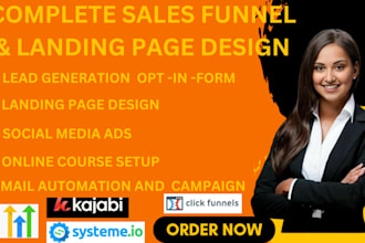 landing page, sales funnel in systeme io clickfunnels gohighlevel kajabi kartra