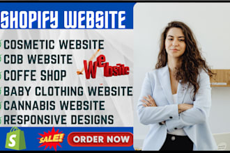 cbd shopify website, cosmetic website coffe shop, baby clothing website cannabis