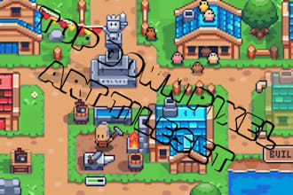 create top down pixel art tileset game assets rpg game art tile map sprite sheet