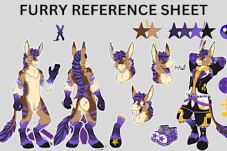 draw reference sheet furry character reference sheet feral fursona oc ref sheet