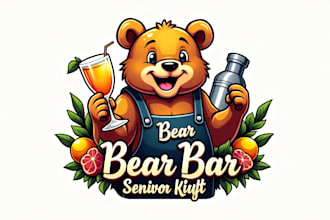 create awesome bear bar logo with free source file