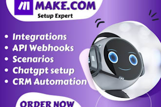 setup make com automation , make business scenario automation , make workflow