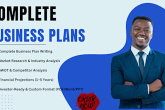 create a complete business plan with financials, business plan writer