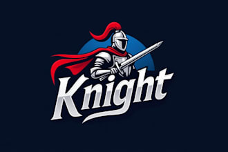 do red blue knight helmet warrior logo design