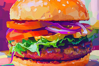 create a illustration of food pop art